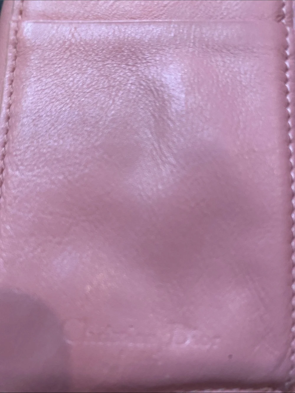 Lady Dior Lotus Quilted Patent Leather Cannage Wallet in Peachy Pink
